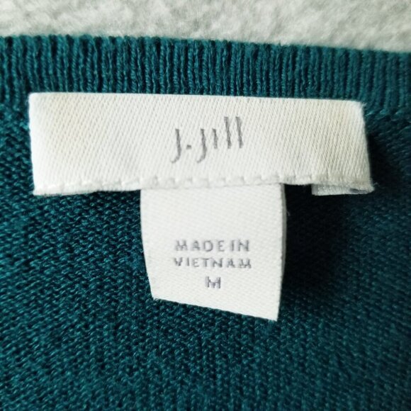 J Jill Womens Large Faux Wrap Tie Front Knit Top Blue Green Soft Lightweight - Picture 3 of 10